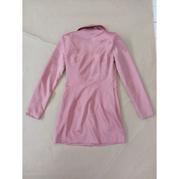 Choosy Sunset Vibes Pink Satin Blazer Mini Dress Size 0 Barbie - Picture 6 of 7